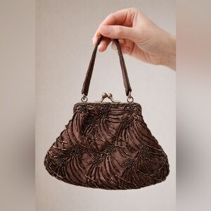 Cache Beaded Evening Bag Brown Art Deco Style Wedding Formal
